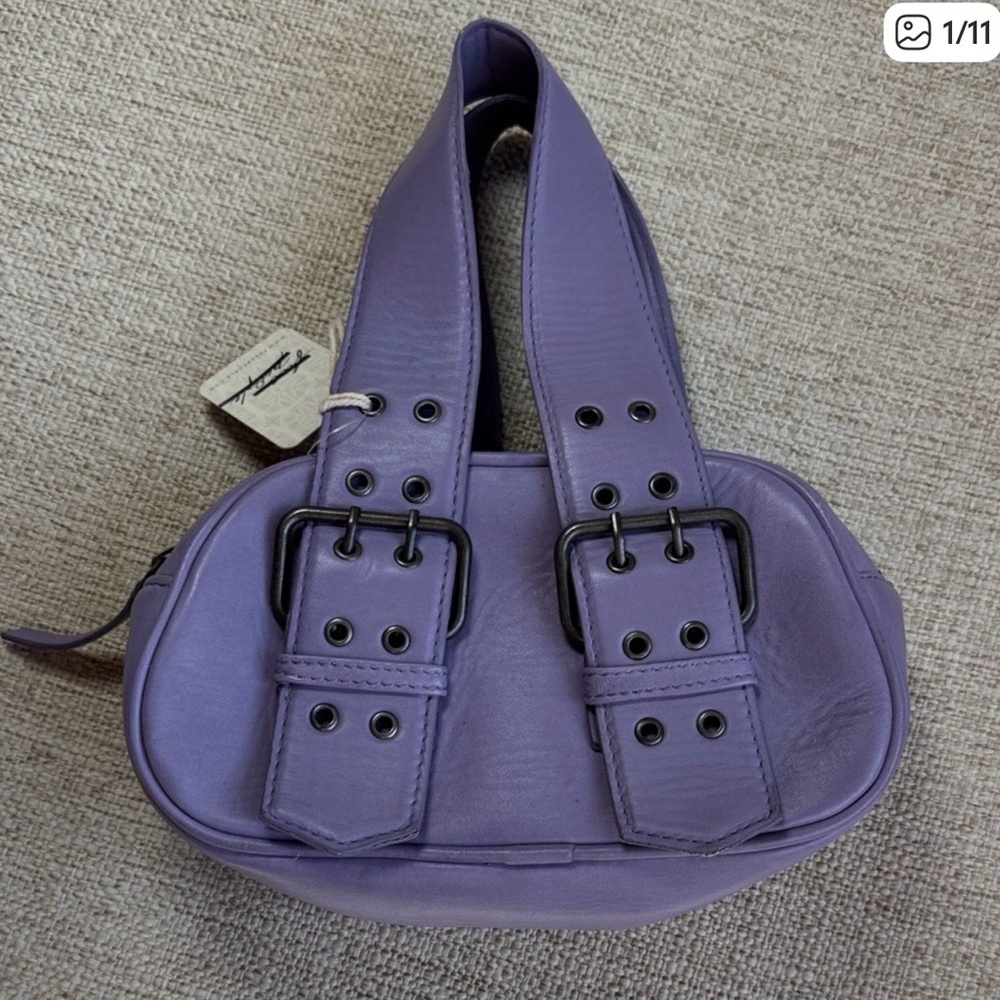 Free People Say Yes Leather Buckle Bag in Lavender NWT